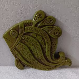 Green Ceramic Fish Wall Decor